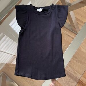 Black Ruffle Sleeve Top